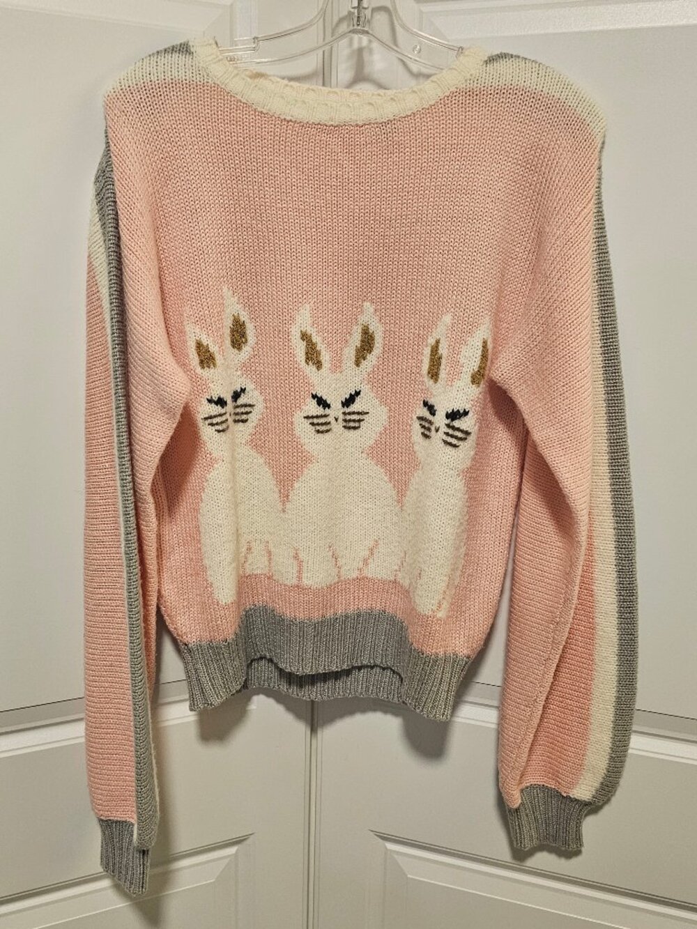 Vintage Angry Easter Bunny Rabbit Sweater Medium Pink The Petite Idea